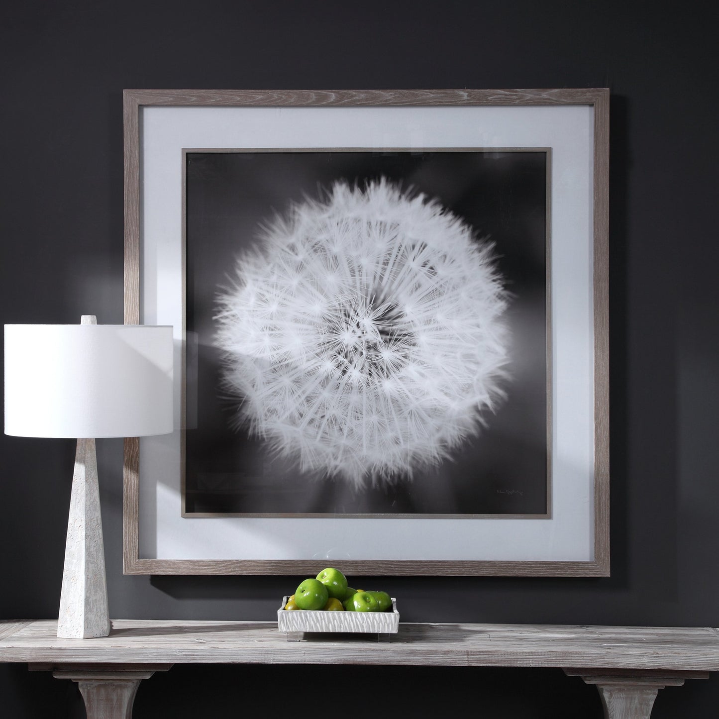 010 SR-766843 | Lifestyle | Dandelion Seedhead Framed Print by Uttermost in multi. Made from pinewood, veneer, glass, mdf in a modern style.