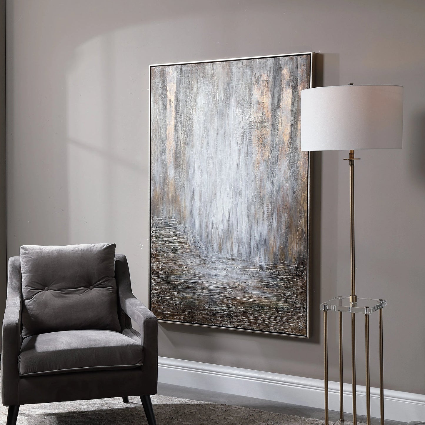 009 SR-824226 | Lifestyle | Desert Rain Hand Painted Abstract Art by Uttermost in multi. Made from fir wood, pu frame, canvas in a modern style.