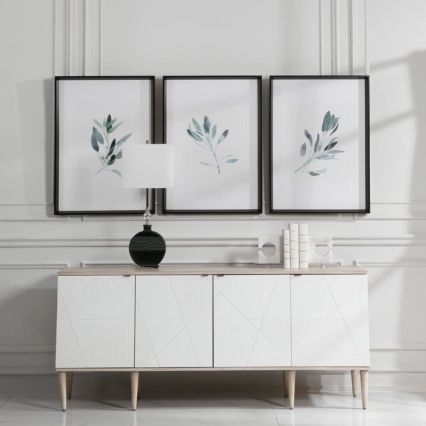 008 SR-824235 | Lifestyle | Simple Sage Watercolor Prints by Uttermost in multi. Made from plastic, glass, paper in a transitional style.