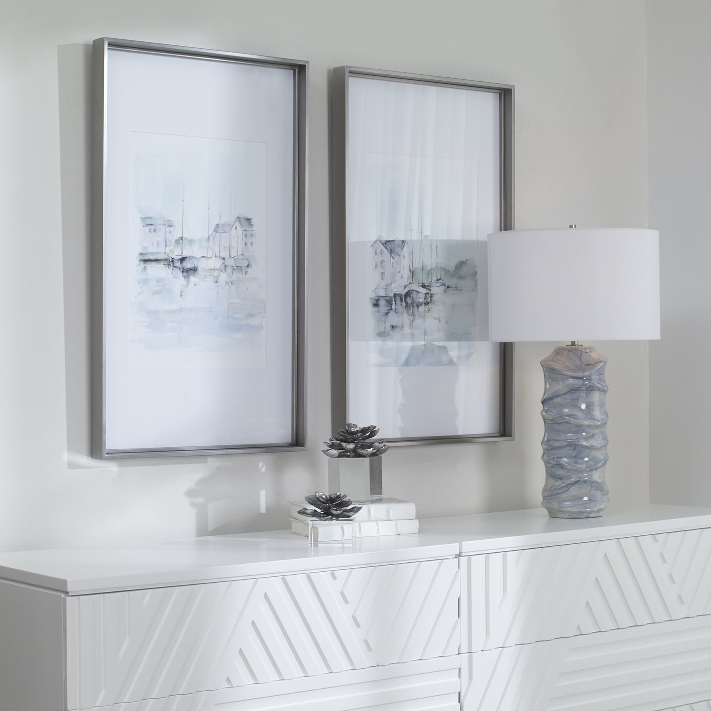 007 SI-1754831 | Lifestyle | New England Port by Uttermost in multi. Made from stainless steel, mdf, glass, paper in a transitional style.
