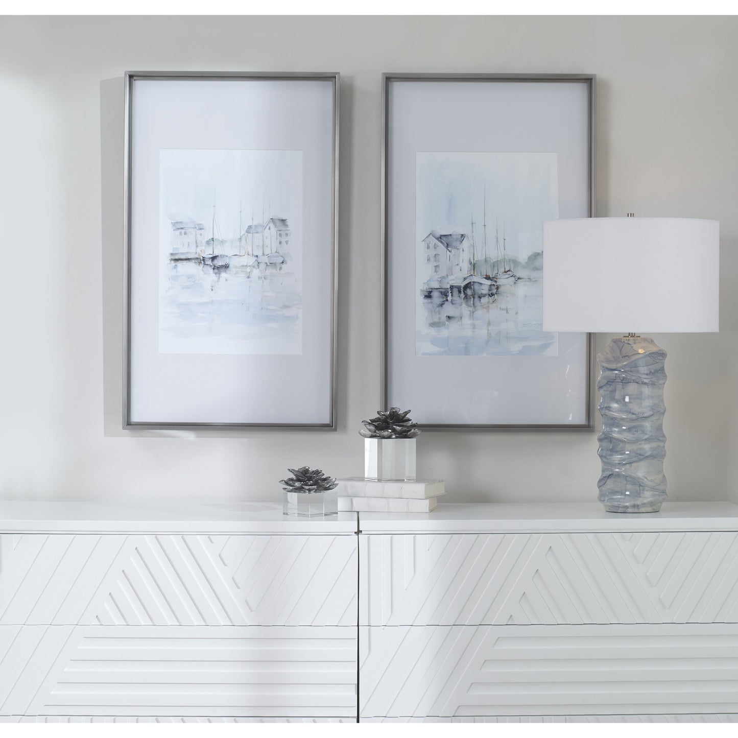 006 SI-1754831 | Lifestyle | New England Port by Uttermost in multi. Made from stainless steel, mdf, glass, paper in a transitional style.