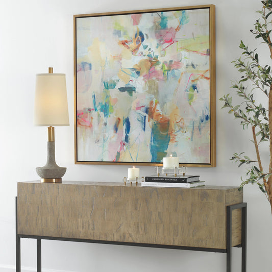 Party Time Framed Art by Uttermost in multi and gold. Made from solid wood, canvas in a modern style.