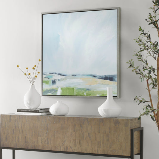 For His Glory Framed Landscape Art by Uttermost in multi and silver. Made from solid wood, canvas in a modern style.