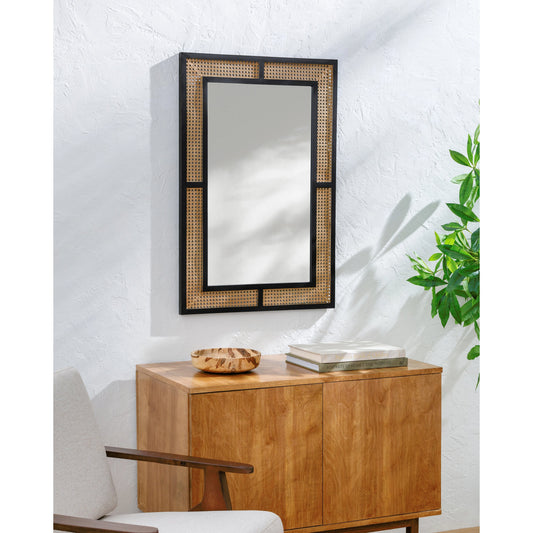 Anassa Mirror - 32890 by Surya in black and matte. Made from frame: metal, substrate: manufactured wood in a modern style.