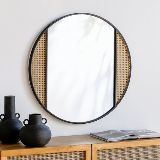 Anassa Mirror - 32892 by Surya in black and matte. Made from frame: metal, substrate: manufactured wood in a modern style.