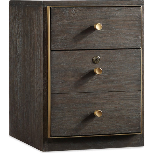 Curata Mobile File Cabinet by Hooker Furniture in midnight brown. Made from white oak veneers, metal in a modern style.