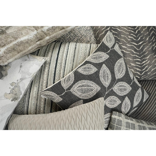 Adril Pillow by DV Kap Home in grey. Made from 84% polyester, 7% linen, 9% acrylic in a modern style.