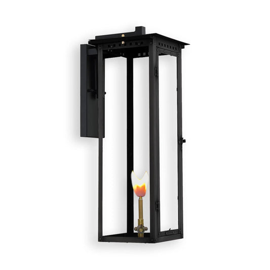 Alantowne Gas Lantern by Primo Lighting in midnight black. Made from copper in a modern style.