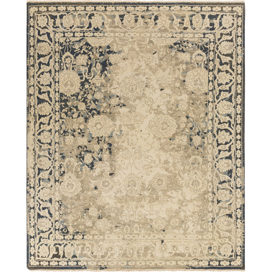 Artifact Rug - 17397 by Surya in ivory, light brown, taupe, navy, ice blue, blue. Made from 80% wool, 20% cotton in a unique style.