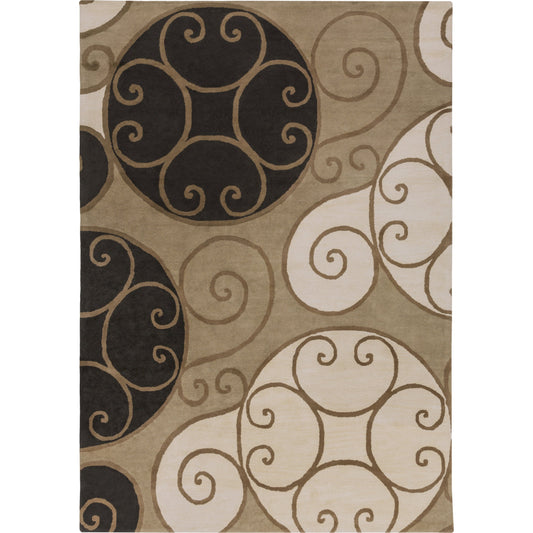 000 37995-9395,37995-9400 | Primary Silo | Athena ATH-5111 Rug by Surya in beige, black, brown, dark brown. Made from 100% wool in a unique style.