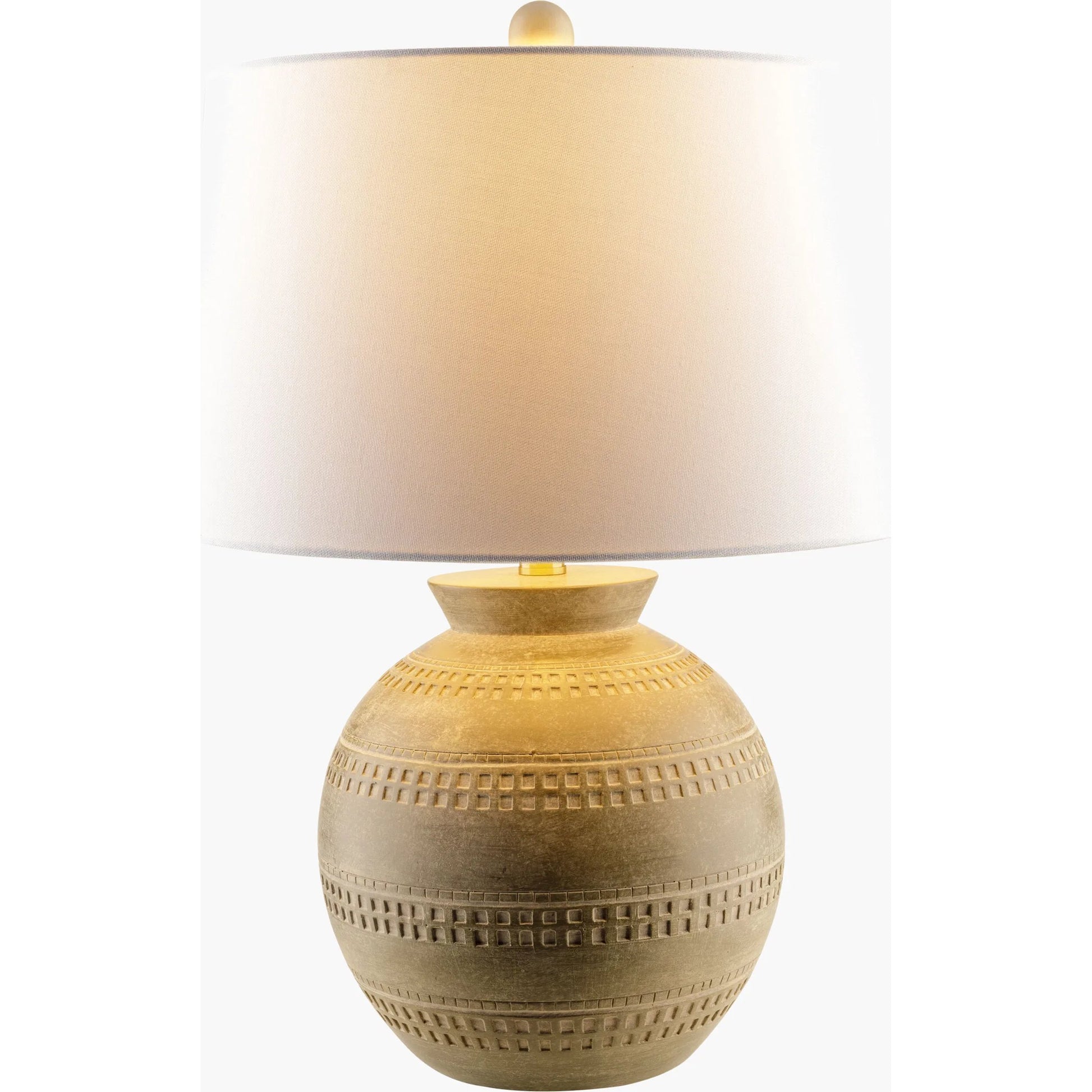Atollo Accent Table Lamp - 535848 by Surya in paintedplated. Made from resin, linen, iron in a modern style.