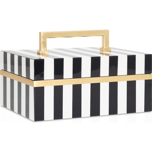 Audrey Box by Couture Lamps in black, white & gold. Made from white lacquer, gold lead in a eclectic & global style.
