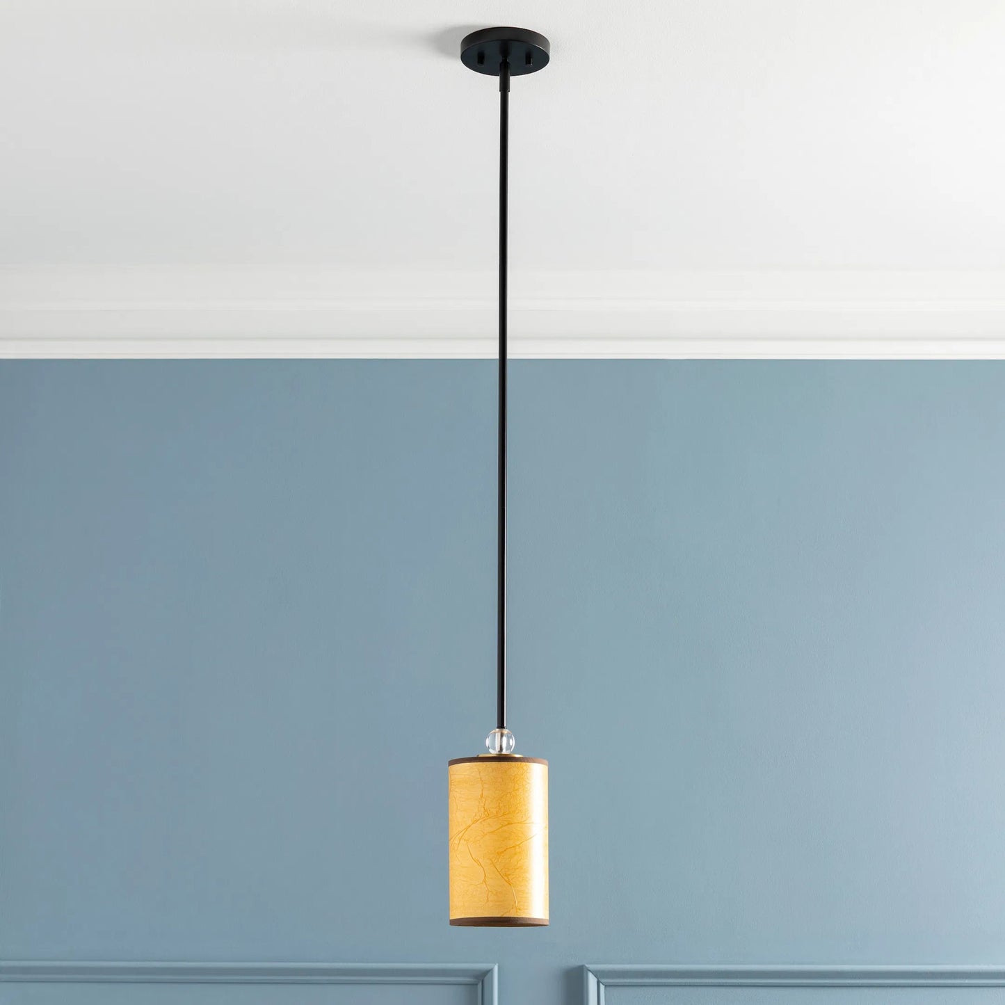 003 SI-1905070 | Lifestyle | Aubrielle Ceiling Light by Surya in camel, metallic brass, orange and hand finishedbrushedpainted. Made from metal in a modern style.