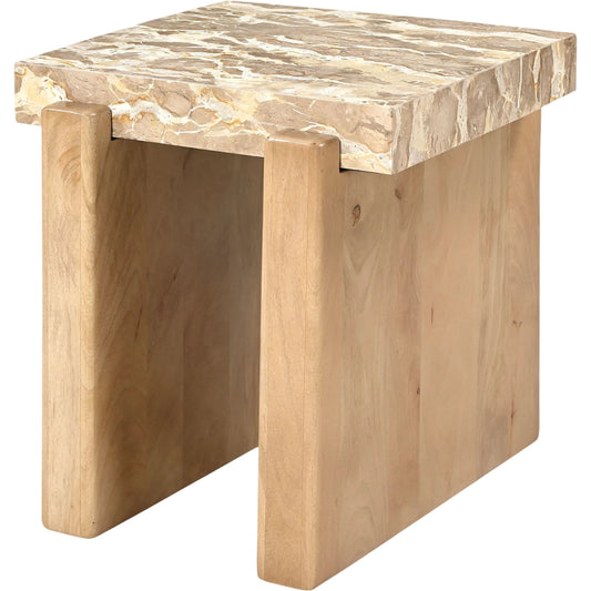 001 SI-2541194 | Primary Silo | Aureli End Table by Surya in cream, brown and lacquered. Made from marble, mango wood in a unique style.