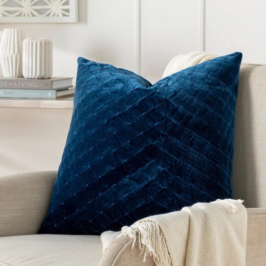 Aviana Pillow - 18742 by Surya in dark blue. Made from 100% cotton in a coastal style.