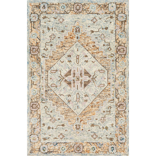Avon Rug - 23574 by Surya in light sage, camel, medium brown, brown, blue. Made from 100% wool in a unique style.