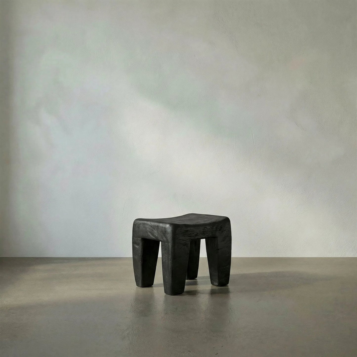 022 SI-1957030 | Lifestyle | Sumo Stool by Noir in black burnt. Made from munggur in a modern style.