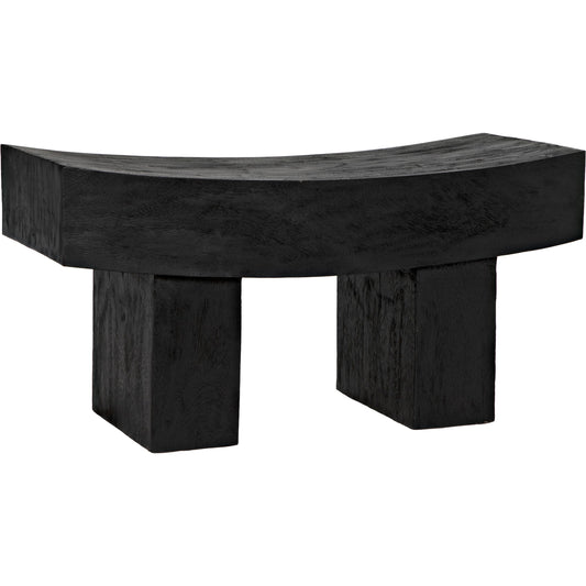 Bow Bench by Noir in burnt black. Made from munggur in a modern style.