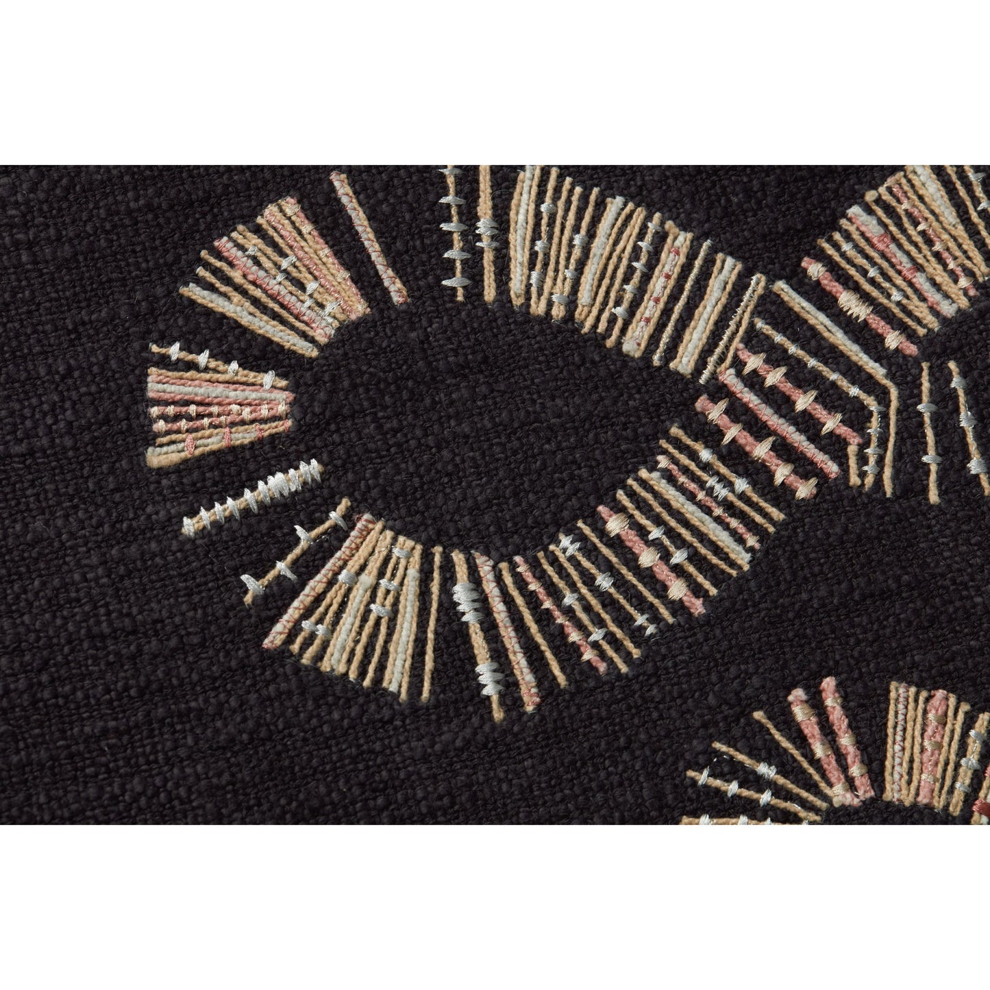 003 SI-2527319 | Closeup | Snake Eyes Wall Art by Loloi in black, beige. Made from cotton in a modern style.