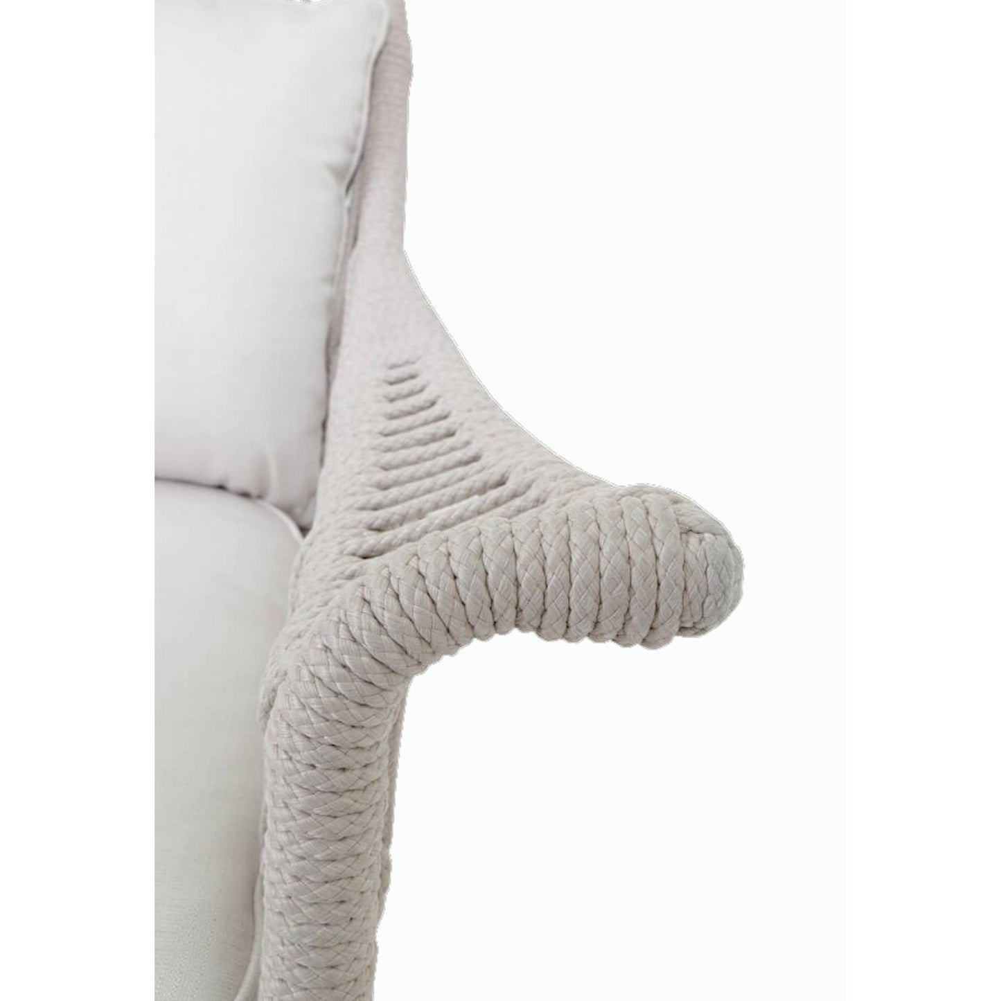 004 SI-2167044 | Closeup | Dana Outdoor Rope Wing Chair in Linen by Sunset West in natural. Made from olefin rope in a coastal style.