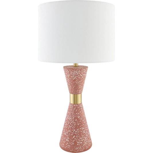 Arroyo AYO-001 Table Lamp by Surya in red, gold, translucent, white, metallic brass and terrazzo red, plated gold. Made from cement, iron, linen, polyester in a eclectic & global style.