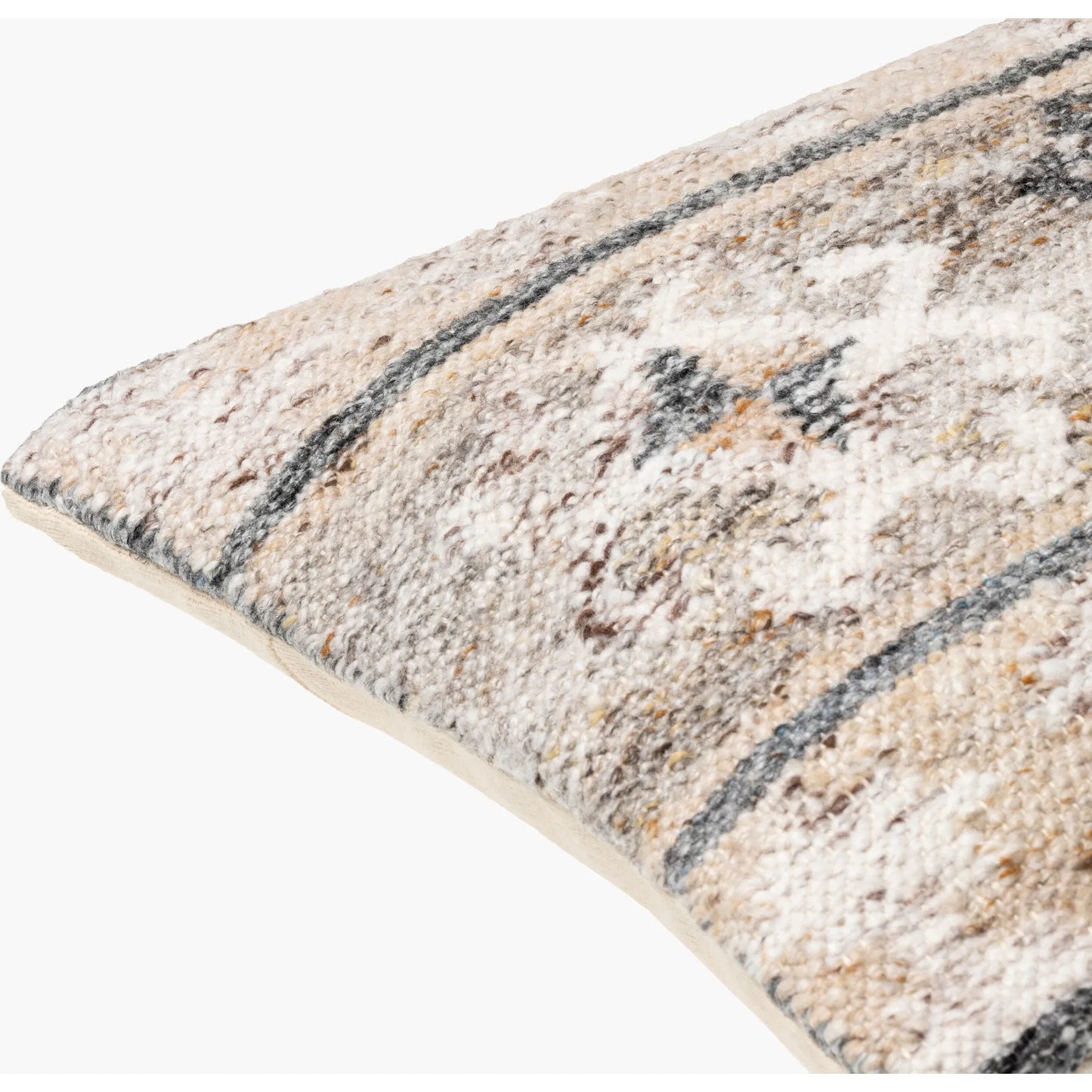 010 SI-2049248,SI-2049249,SI-2049251,SI-2049252 | Closeup | Alyssa Pillow - 479847 by Surya in medium gray, ivory, brown, tan, gray, off-white. Made from front: 100% polyester, back: 100% cotton in a modern style.