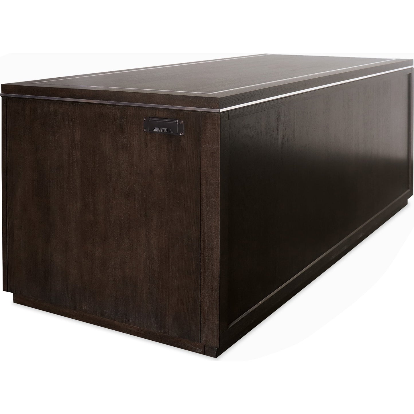 002 SI-1748974 | Additional Silo | House Blend Junior Executive Desk by Hooker Furniture in dark roast. Made from quartered ash veneers, metal in a unique style.