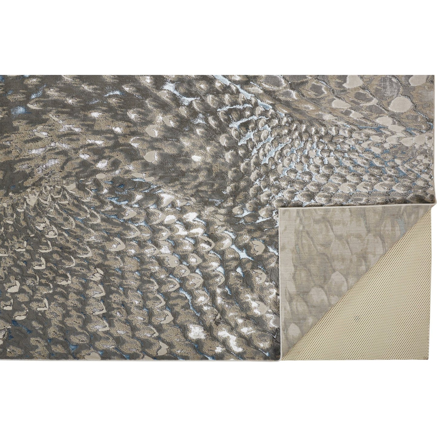 008 SI-1751610,SI-1751611,SI-1751612,SI-1751614,SI-1751615 | Closeup | Azure Rug - 3403F by Feizy in blue, silver, gray. Made from polyester, polypropylene in a unique style.