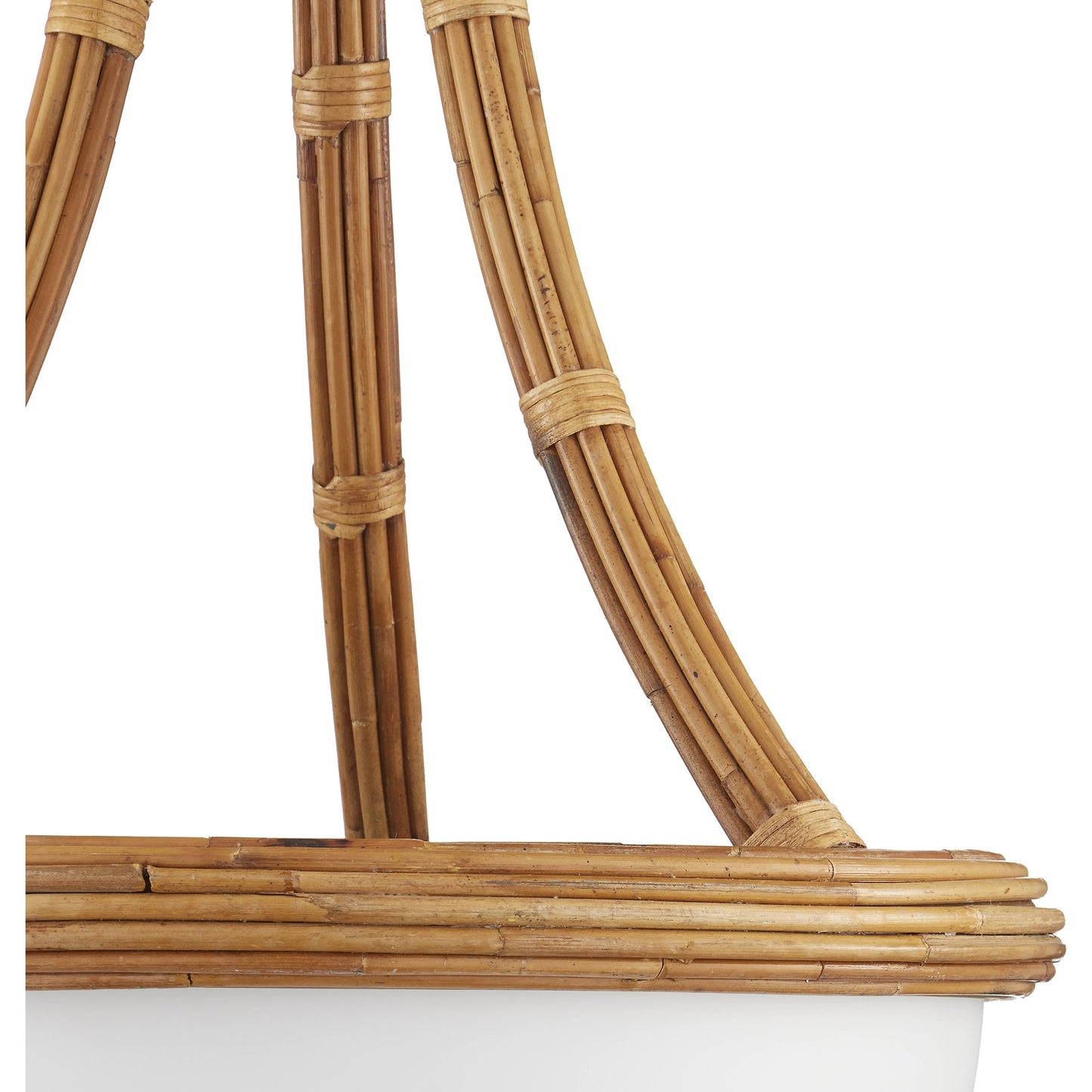 004 SI-2134017 | Additional Silo | Morningside Semi-Flush Mount by Currey and Company in natural, frosted white, satin black. Made from rattan, glass, wrought iron in a cottage & farmhouse style.