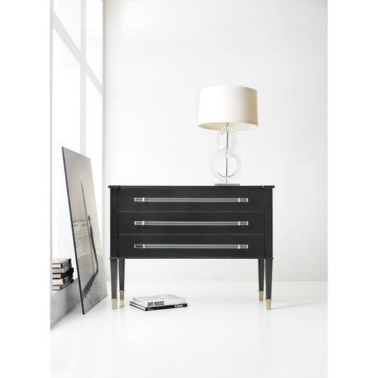 Rowan Chest by Hooker Furniture in black. Made from maple veneers, metal cap in a modern style.