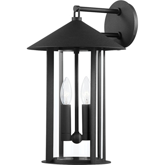 Long Beach Exterior Wall Sconce by Troy in textured black. Made from aluminum in a transitional style.