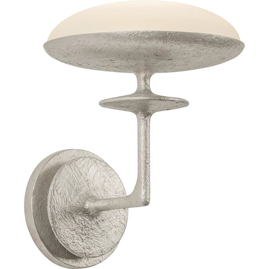 Pacific Wall Sconce by Troy in warm silver leaf. Made from iron in a transitional style.