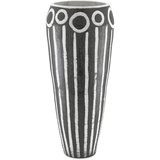 Cairo Urn by Currey and Company in textured black, white. Made from terracotta in a eclectic & global style.
