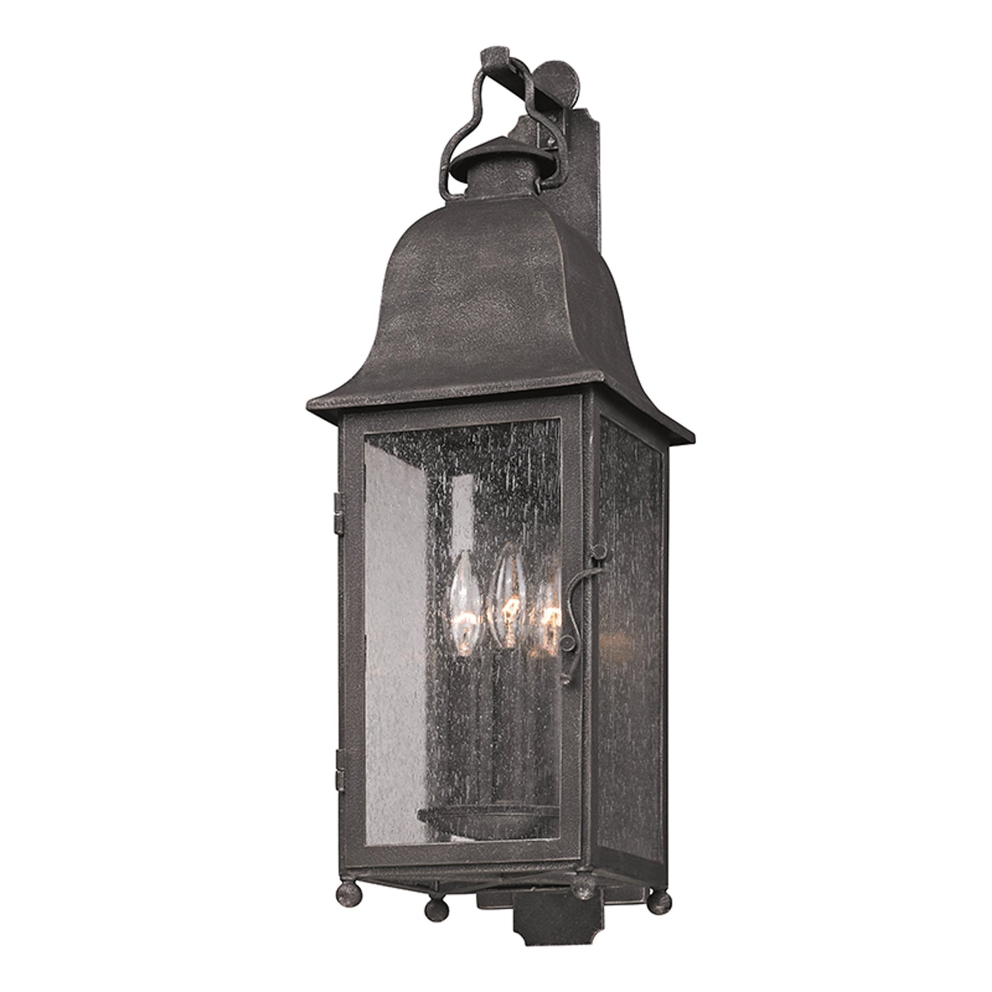 002 SI-2072799 | Additional Silo | Larchmont 3 Light 25 inch Vintage Bronze Outdoor Wall Sconce by Troy in aged pewter. Made from hand forged iron in a traditional style.