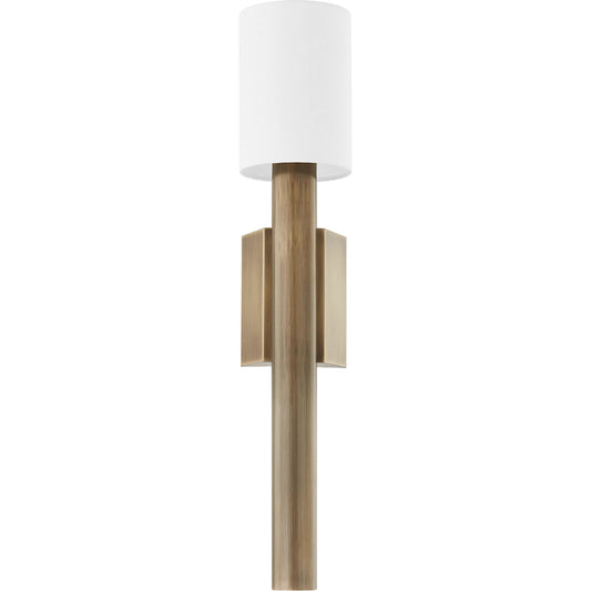 Monty Wall Sconce by Troy in patina brass. Made from steel in a modern style.