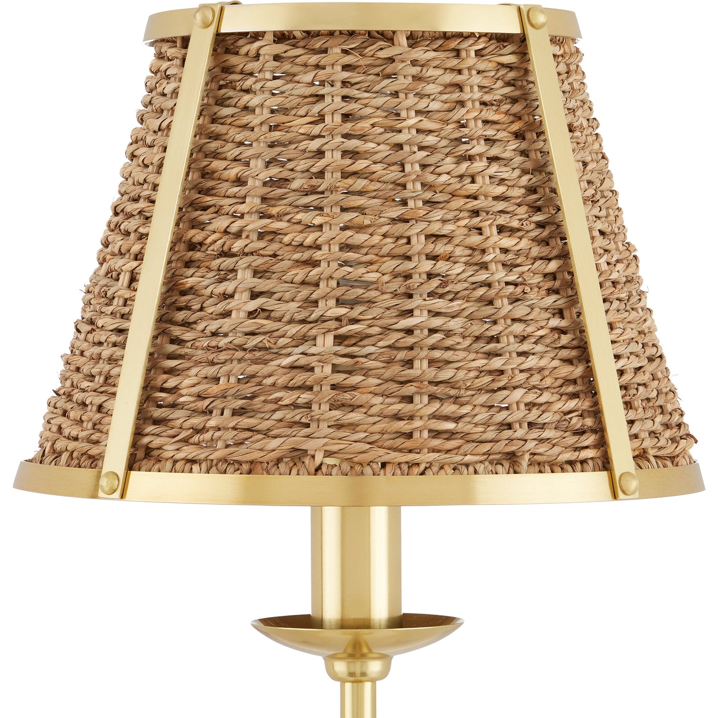 004 SI-2133904 | Additional Silo | Deauville Table Lamp by Currey and Company in polished brass, natural. Made from metal, seagrass in a cottage & farmhouse style.