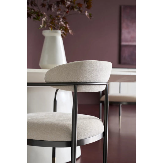 Epoch Armchair by Caracole in ivory and deep bronze, champagne gold. Made from unique in a transitional style.