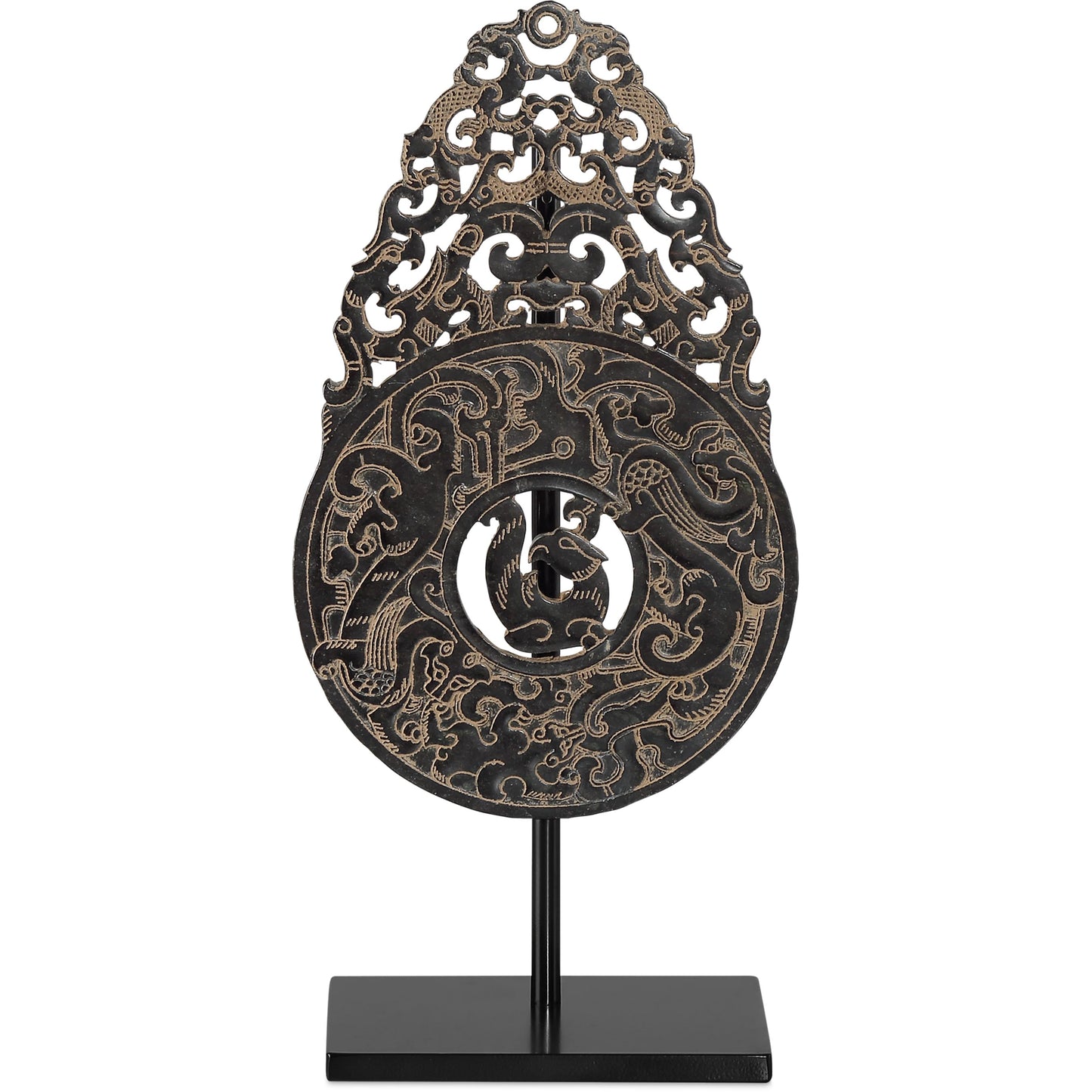 001 SI-2191734 | Primary Silo | Han Dynasty Jade Symbol by Currey and Company in bronze, black. Made from stoneware, metal in a eclectic & global style.