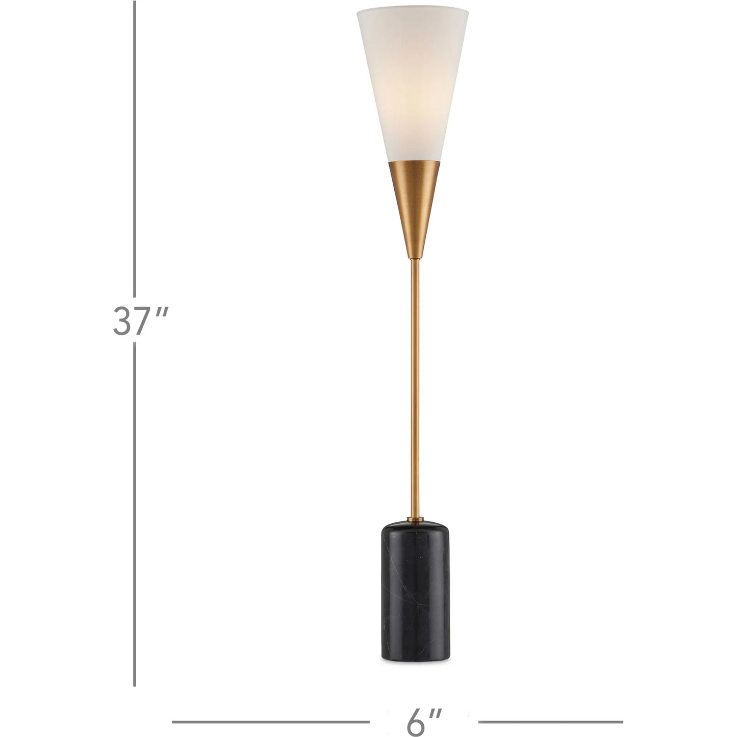 005 SI-2133997 | Lifestyle | Martini Torchiere Table Lamp by Currey and Company in brushed brass, black. Made from metal, marble in a modern style.