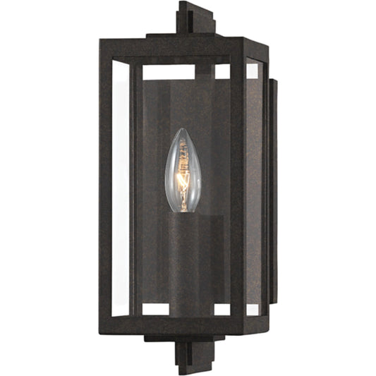 Nico Exterior Wall Sconce by Troy in french iron. Made from aluminum, stainless steel in a transitional style.