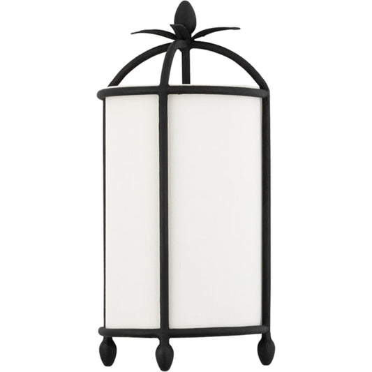 Brooks Wall Sconce by Troy in black. Made from iron, steel, linen in a modern style.