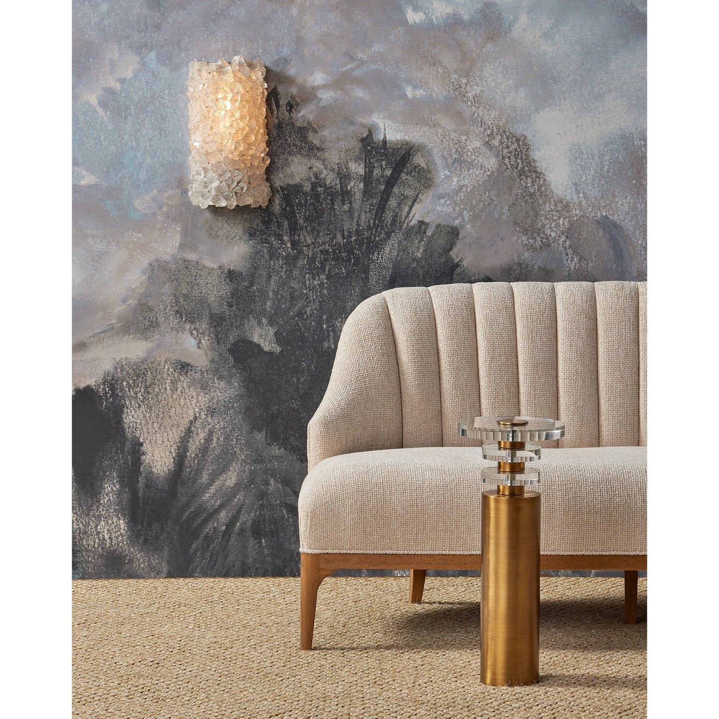 004 SI-2191745 | Lifestyle | Iconoclast Wall Sconce by Currey and Company in contemporary silver leaf, contemporary silver, natural. Made from wrought iron, rock crystal in a modern style.