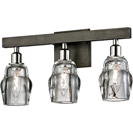 Citizen Bath Light by Troy in graphite and polished nickel. Made from hand worked iron in a modern style.