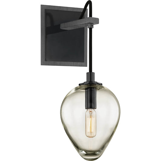 Brixton Wall Sconce by Troy in graphite, black chrome. Made from hand worked iron in a cottage & farmhouse style.