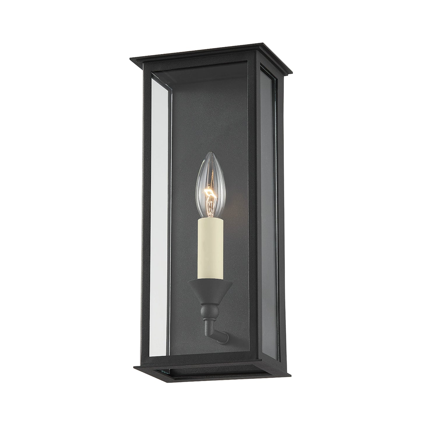 002 SI-2030138 | Additional Silo | Chauncey 1 Light Exterior Wall Sconce by Troy in textured black. Made from steel in a modern style.