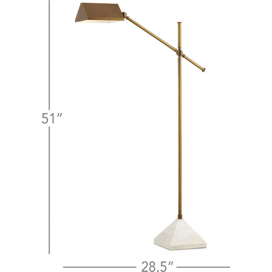 Repertoire Floor Lamp by Currey and Company in antique brass, white. Made from metal, marble in a modern style.