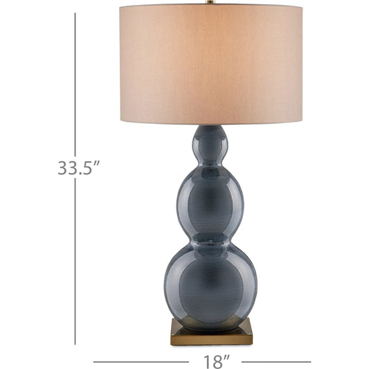 Cymbeline Table Lamp by Currey and Company in steel blue. Made from ceramic, metal in a modern style.