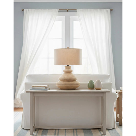 Jaru Table Lamp by Currey and Company. Made from abaca rope in a modern style.