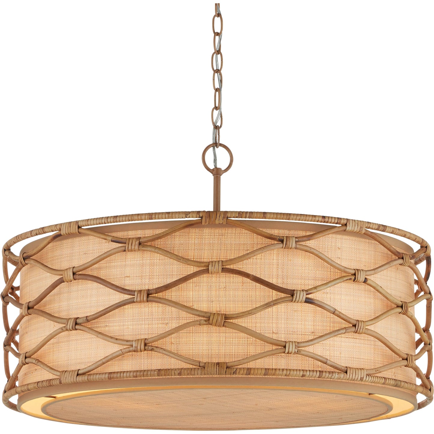 001 SI-2191802 | Primary Silo | Partita Pendant by Currey and Company in saddle tan, natural. Made from wrought iron, rattan in a modern style.