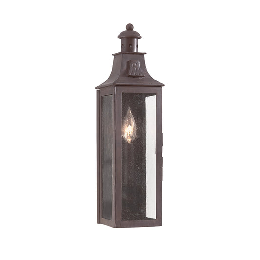 Newton Wall Pocket Lantern by Troy in old bronze. Made from hand forged iron in a traditional style.